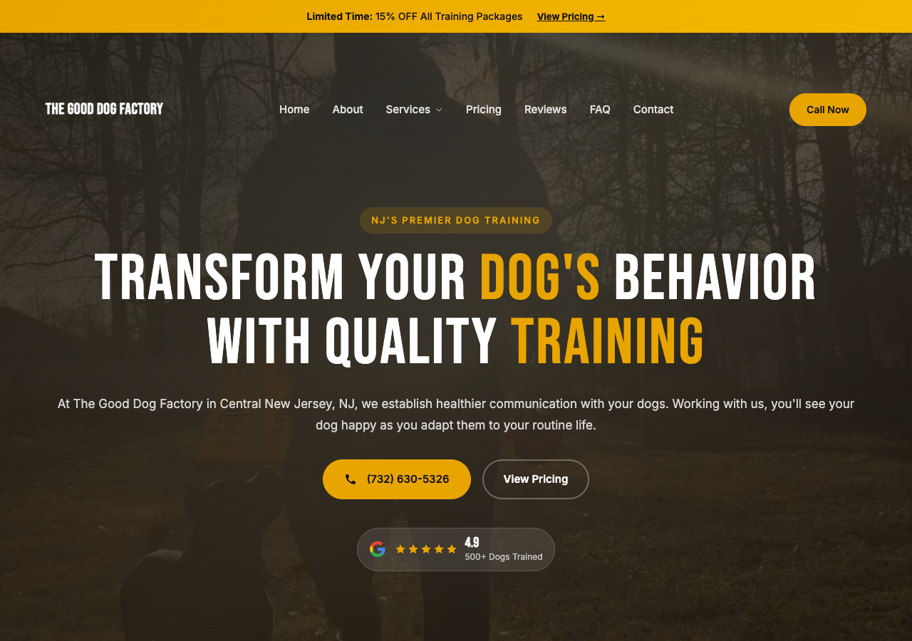 The Good Dog Factory website