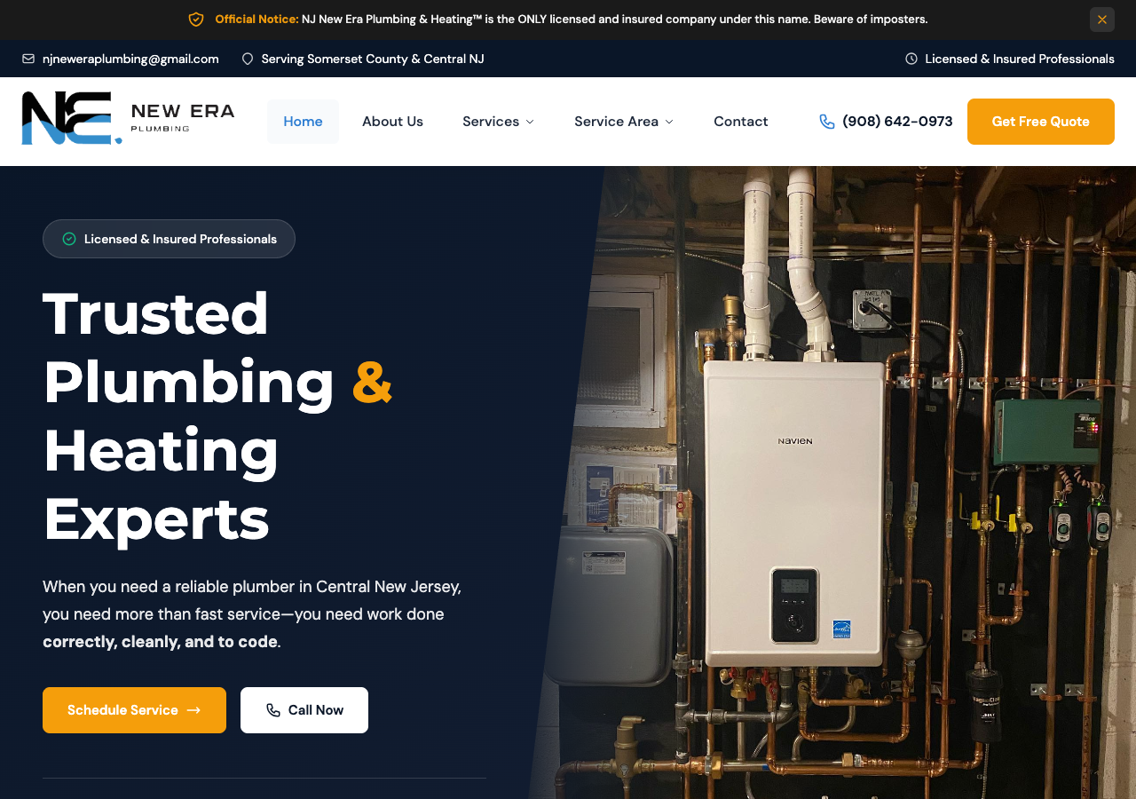 NJ New Era Plumbing website